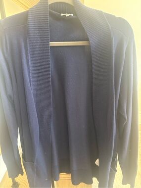 Cielo Navy Open-Front Shawl Collar Cardigan